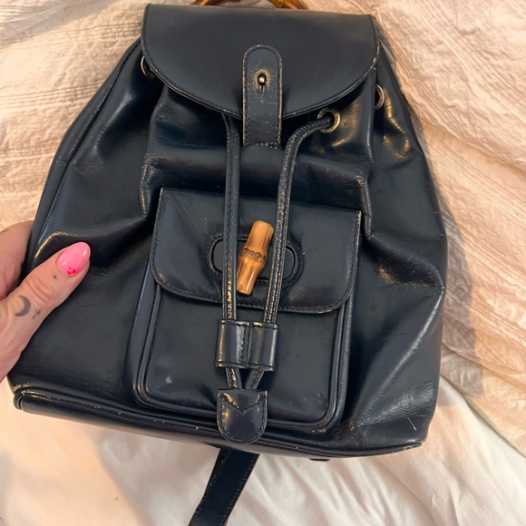 Gucci Dark Blue Leather Backpack - Picture 1 of 7